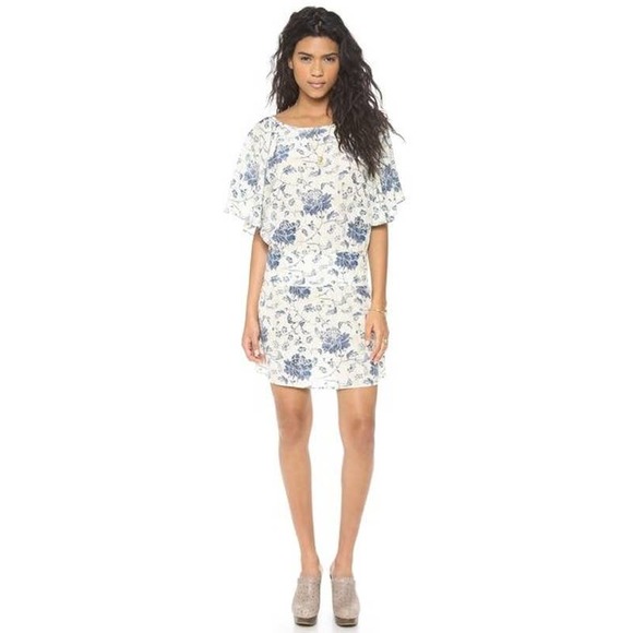Pam & Gela Mia Blue Floral Silk Mini Dress - Picture 2 of 10